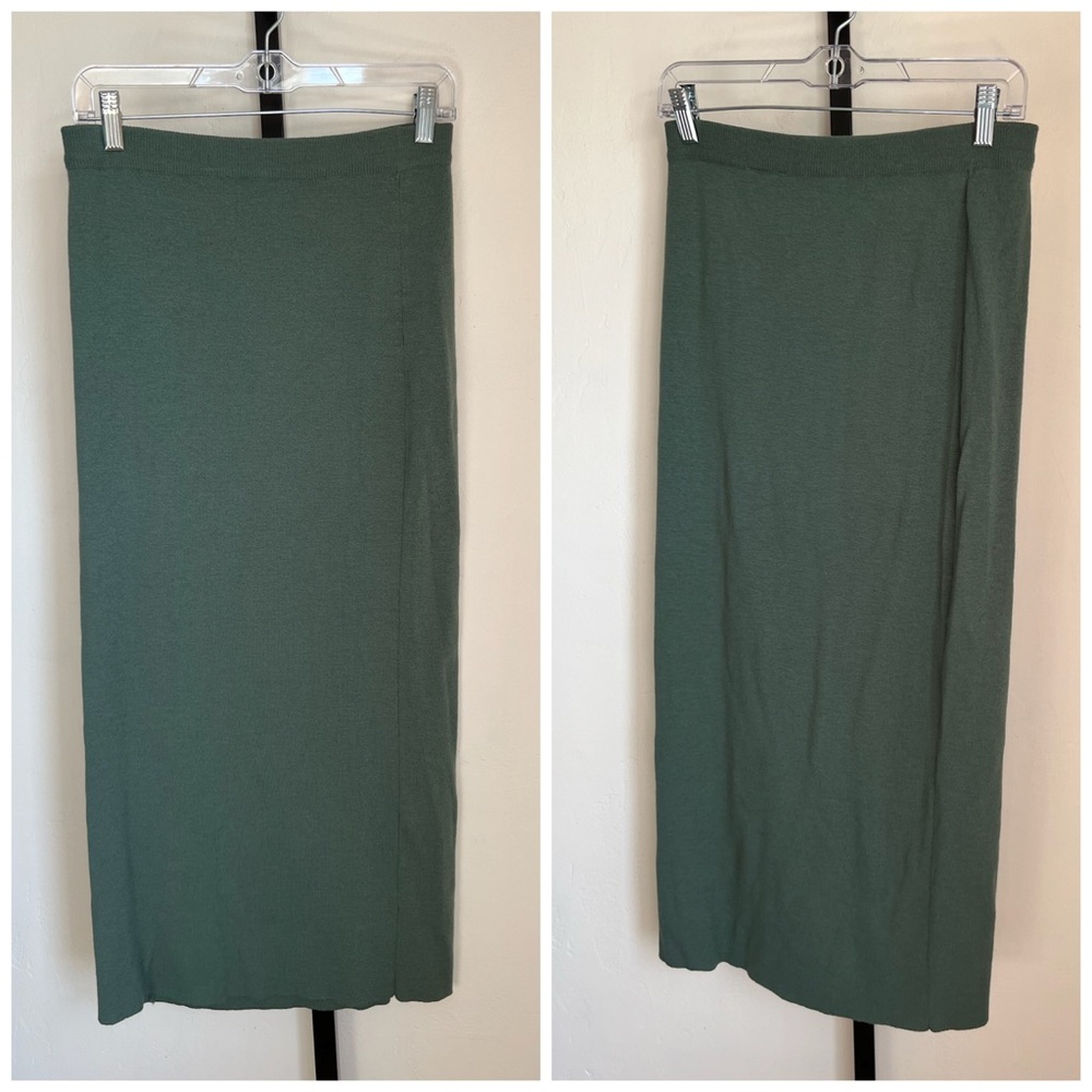 Eileen Fisher Green Wool Pencil MIDI Maxi Skirt - Picture 1 of 3